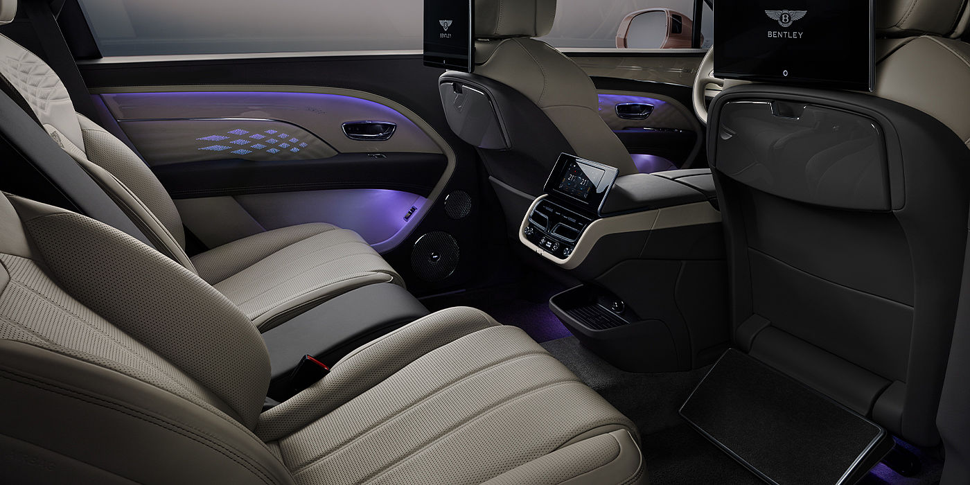 Bentley Singapore Bentley Bentayga EWB Azure SUV rear interior with Bentley Diamond Illumination