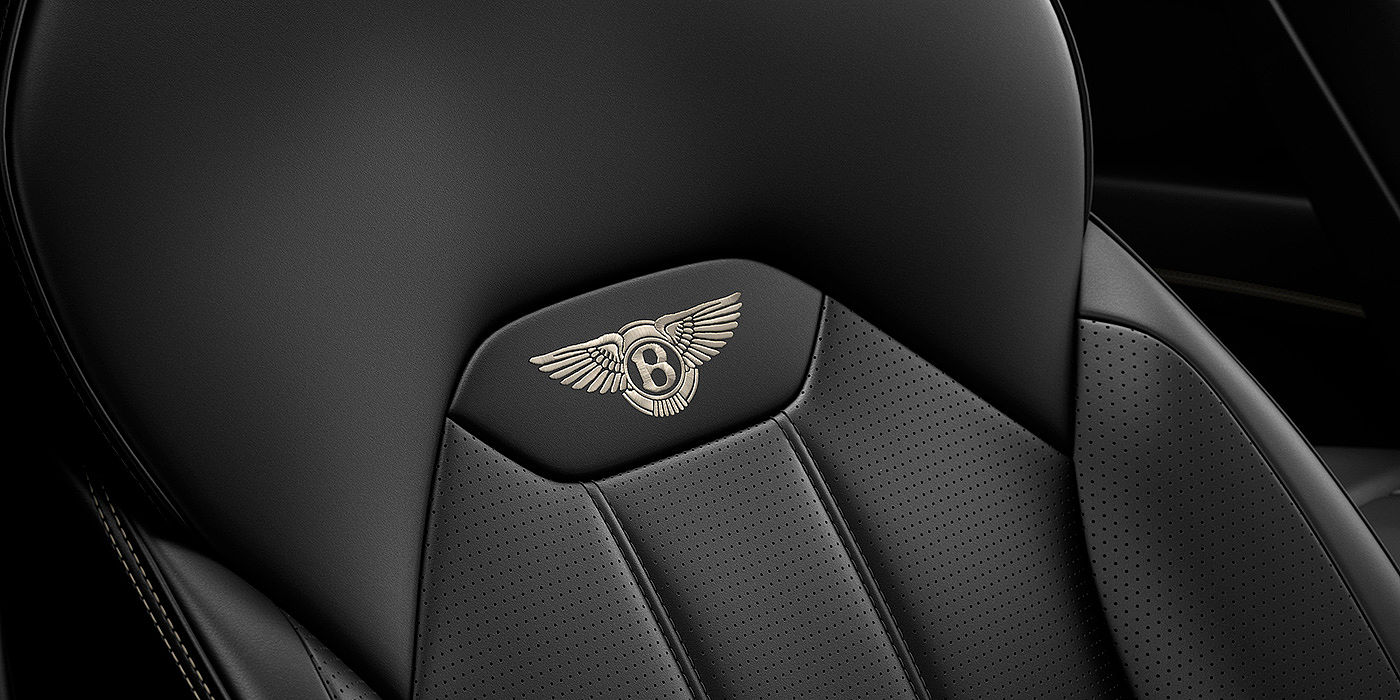 Bentley Singapore Bentley Bentayga seat with detailed Linen coloured contrast stitching on Beluga black coloured hide.