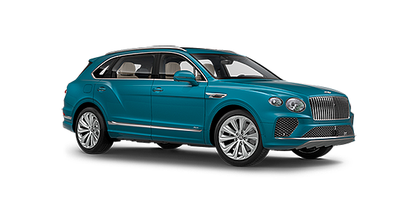 Bentley Singapore Bentley Bentayga EWB Azure front side angled view in Topaz blue coloured exterior. 